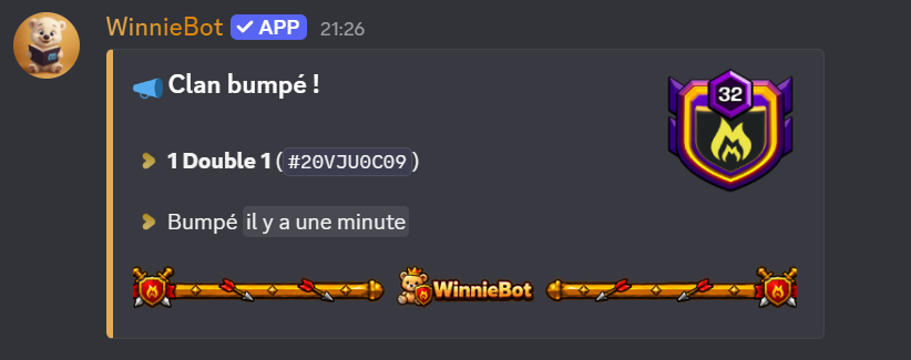 Confirmation de publication du Bump Clan